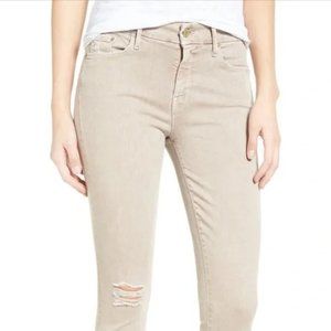 Mother Skinny Jeans The Looker Skinny Distressed Stretch Beige 24